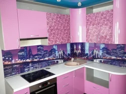 Kitchen Interior With Pink Tiles