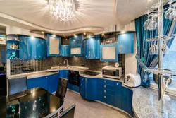 Sea-colored kitchen photo