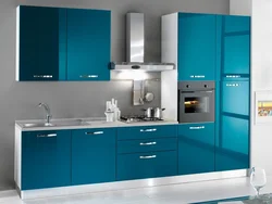 Sea-colored kitchen photo