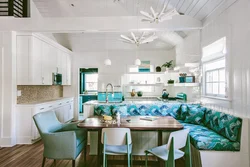 Sea-colored kitchen photo