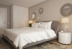 Bedroom design in light colors with light furniture