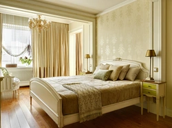 Bedroom design in light colors with light furniture