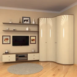 Living room wall photo in a modern style with a wardrobe