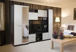 Living room wall photo in a modern style with a wardrobe