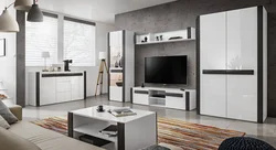 Living room wall photo in a modern style with a wardrobe