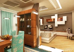 Interior of walk-through kitchen living room