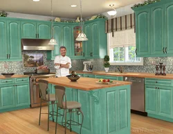 Combinations with emerald in the kitchen interior