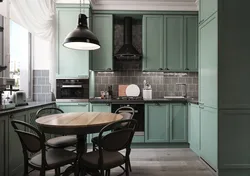 Kitchen design emerald color