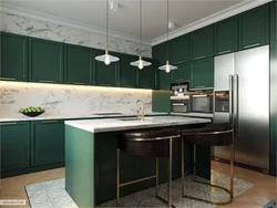 Kitchen design emerald color