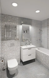 Bathroom design with gray washing machine