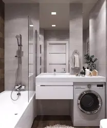 Bathroom design with gray washing machine