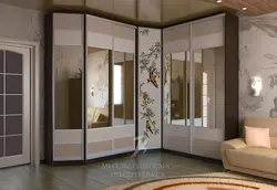 Corner cabinets in the living room in the interior photo