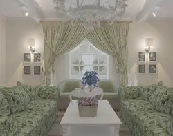 Provence curtains in the living room interior