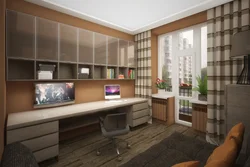 Living room and office in one photo