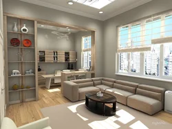 Living room and office in one photo
