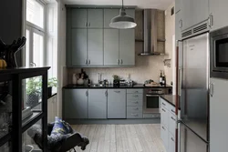 Gray small kitchen design