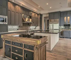 Color combination in the kitchen interior gray brown