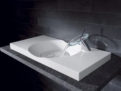 Interior of washbasins in the bathroom photo