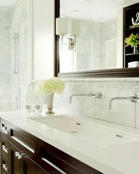 Interior of washbasins in the bathroom photo