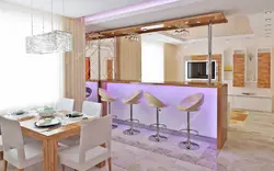 Bar Sayğac Fotoşəkili Ilə Künc Mətbəx Qonaq Otağı