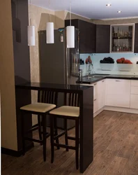 Corner Kitchen Living Room With Bar Counter Photo