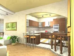 Corner kitchen living room with bar counter photo
