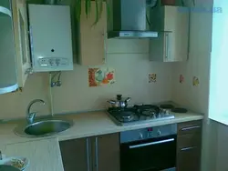 Kitchen With A Column In Khrushchev Layout And Design Photo