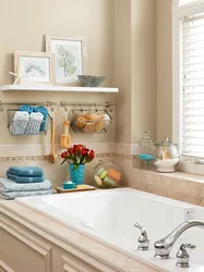 Bathroom interior with shelves