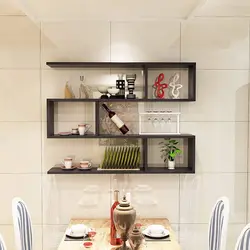 Kitchen design with wall shelves