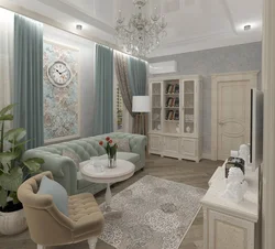 Классический интерьер кухни гостиной в светлых тонах