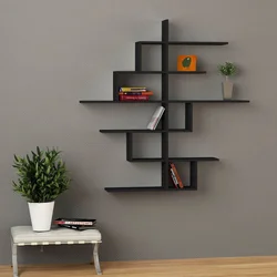 Beautiful shelves in the bedroom photo