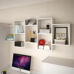 Beautiful shelves in the bedroom photo