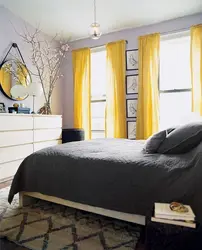 Gray Yellow Bedroom Photo