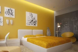 Gray Yellow Bedroom Photo