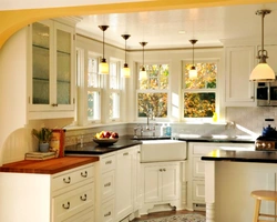 Kitchen design in the corner window