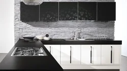 Daxili qara və ağ mətbəx üçün divar kağızı