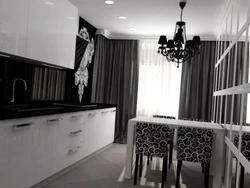 Wallpaper for black and white kitchen in the interior