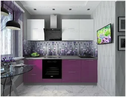 Kitchen interior in lilac gray color