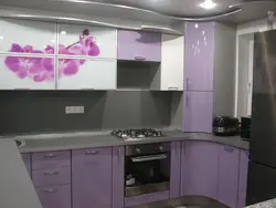 Kitchen interior in lilac gray color