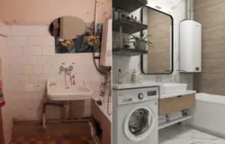 Газавая калонка ў ванным пакоі ў сталінцы фота