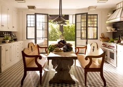 Photo kitchen living room combined in a house with access to the terrace