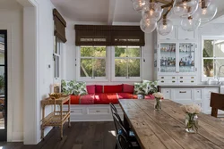 Photo kitchen living room combined in a house with access to the terrace