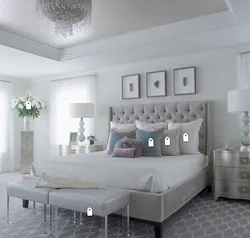 Bright bedroom with white furniture photo