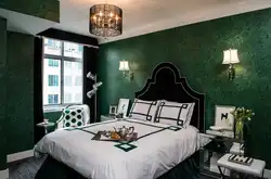 Bedroom in emerald color interior design