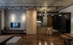 Concrete ceiling in apartment design