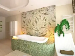 Bath design with liquid wallpaper