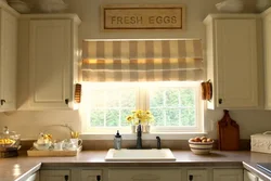 Roman blinds in the kitchen interior