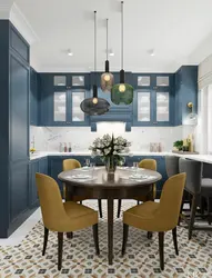 Colors that go with blue in the kitchen interior