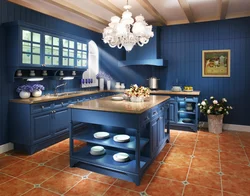 Colors that go with blue in the kitchen interior