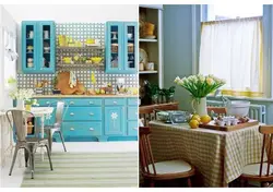 Colors that go with blue in the kitchen interior